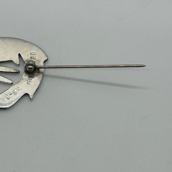 Vintage Sterling Silver Cat Brooch Pin 925 Mexico Handmade 2 Inches 1989 - Picture 8 of 11